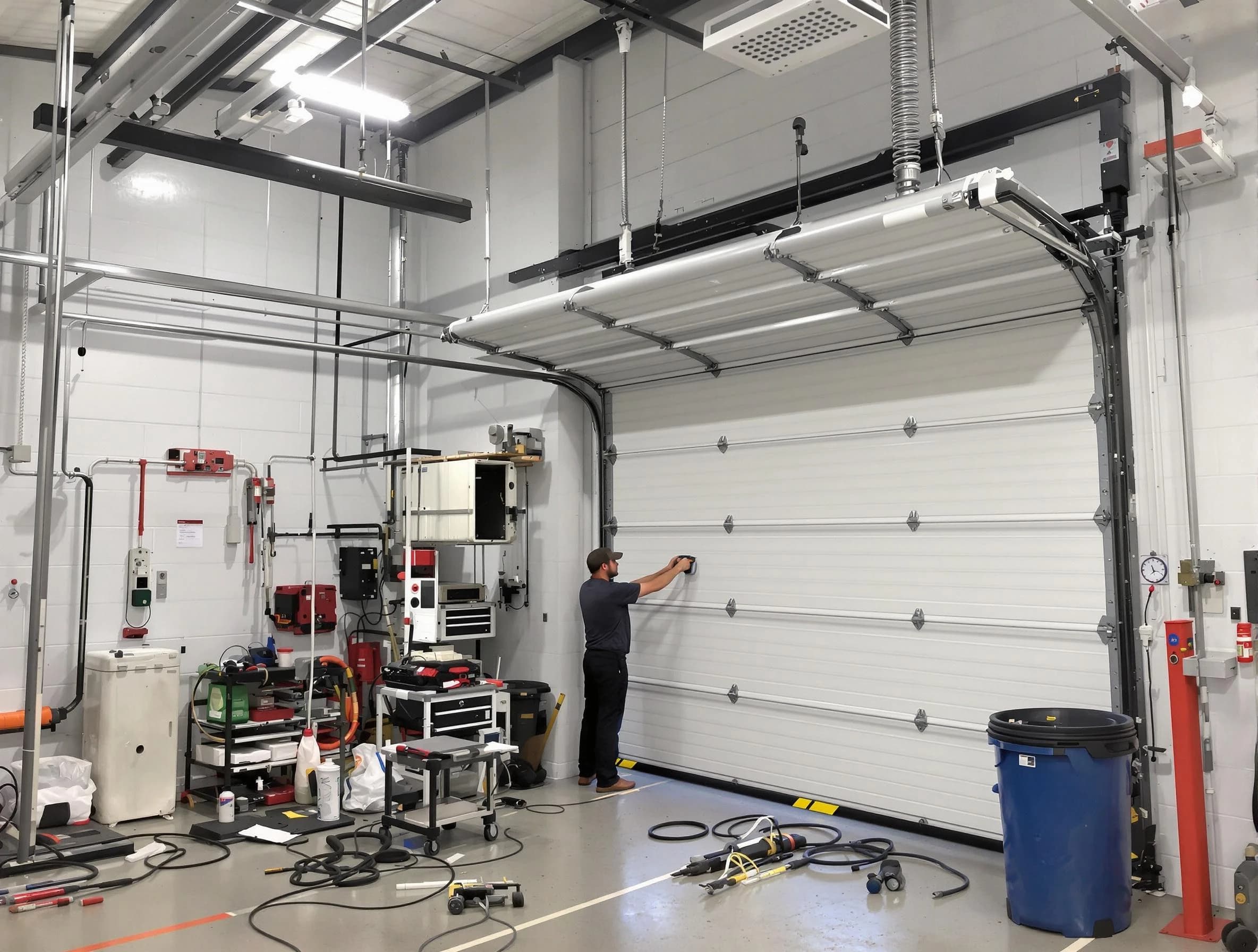Genesee Garage Door Repair certified technician performing commercial door repair at a Genesee business facility