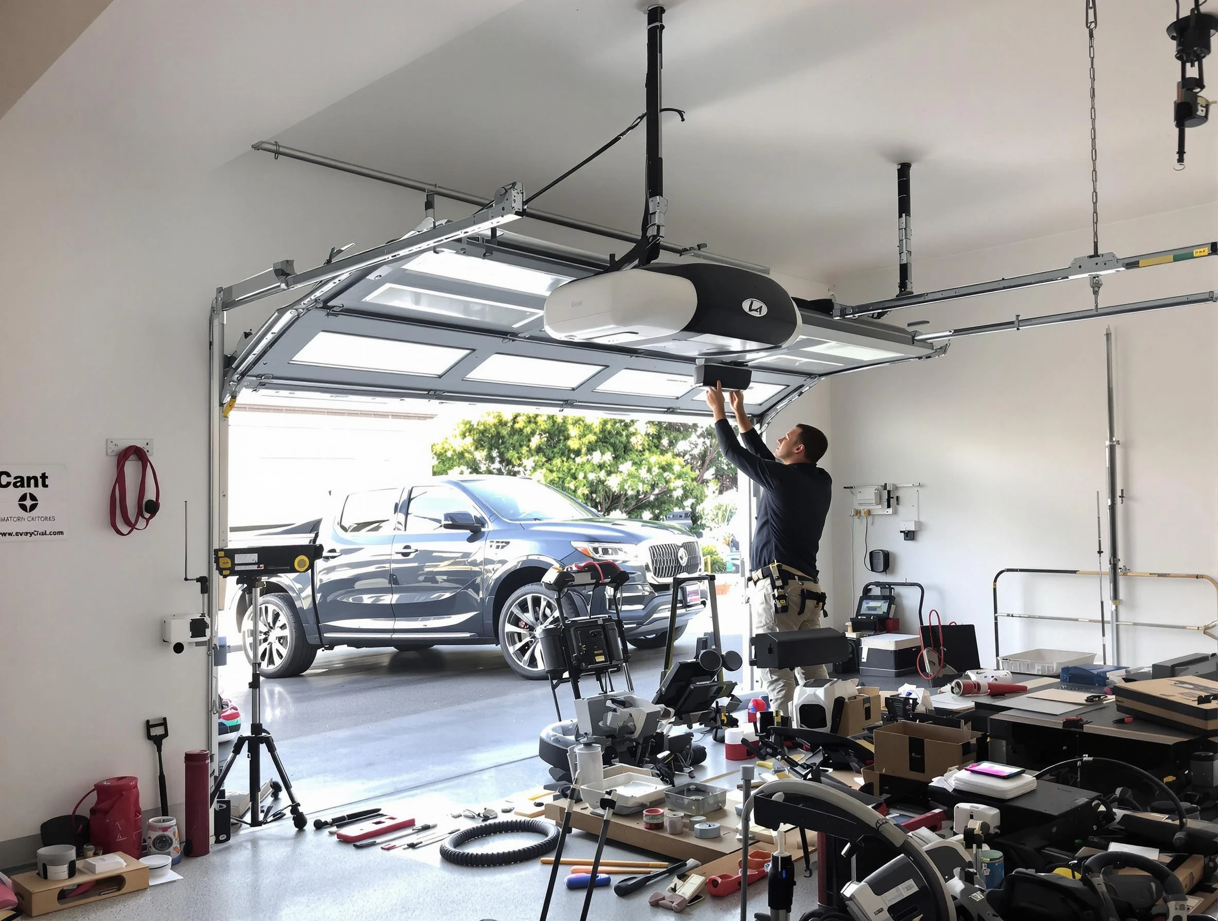 Genesee Garage Door Repair specialist installing smart garage door opener system in Genesee home