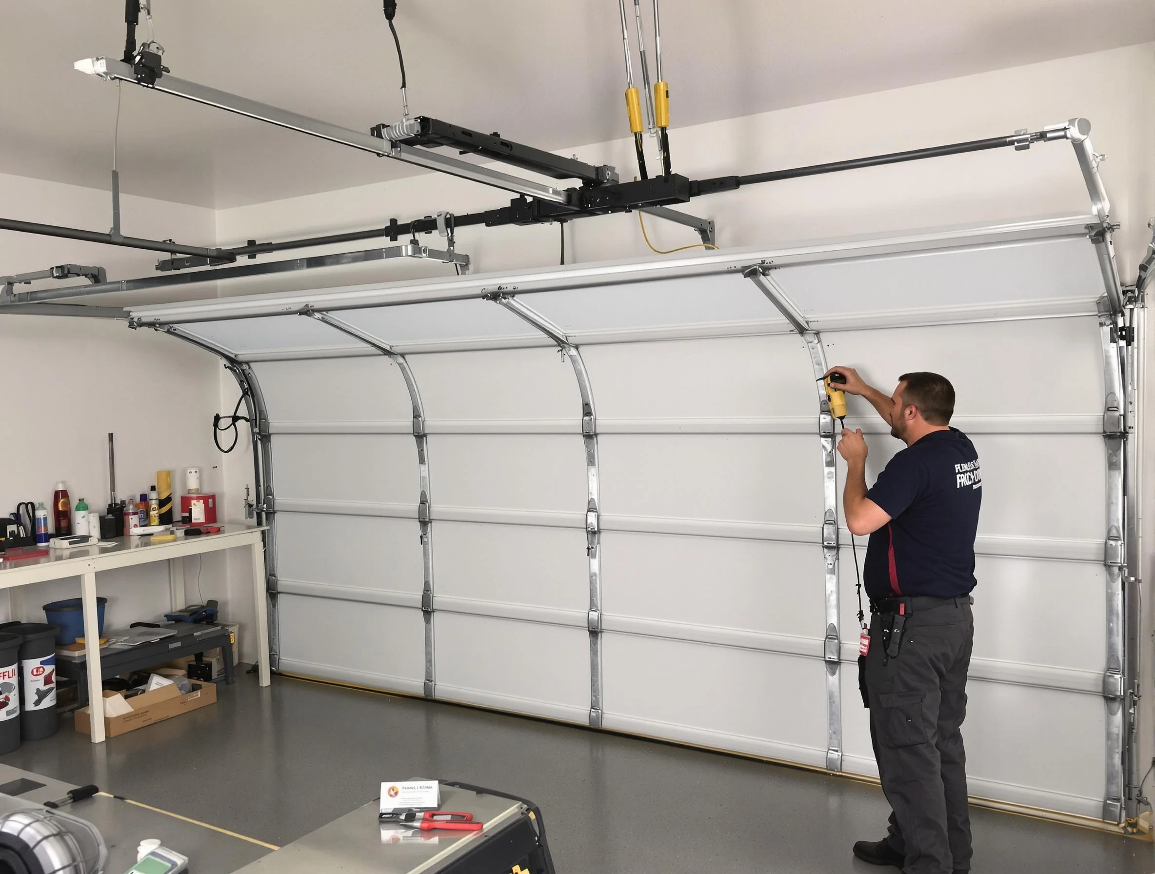 Genesee Garage Door Repair certified technician performing overhead door system repair in Genesee