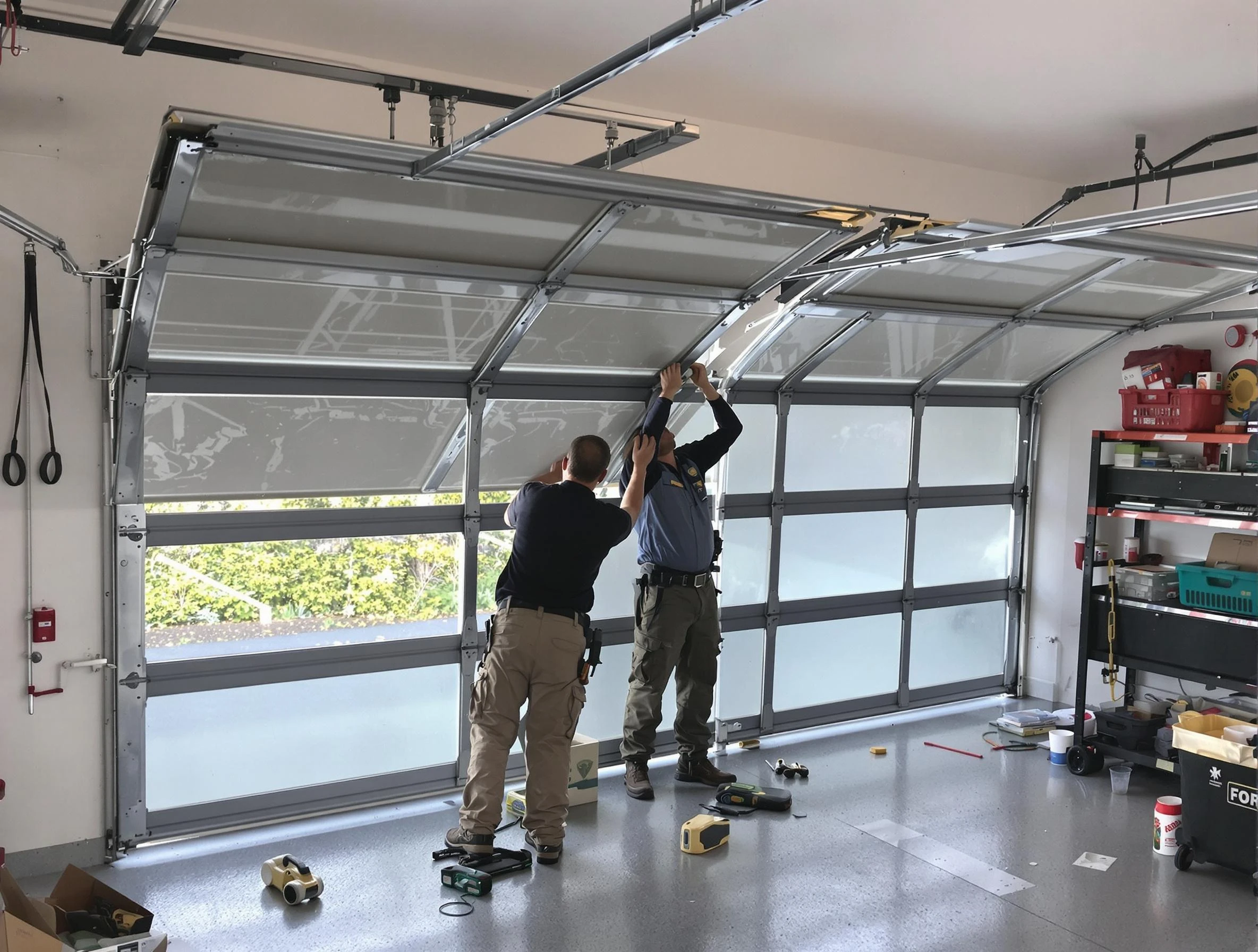 Genesee Garage Door Repair expert performing precise panel replacement on Genesee garage door